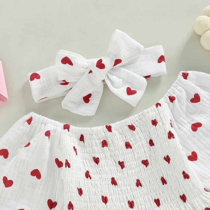 Long Sleeves Hearts Ruffle Romper & Headband Set - Skaldo & Malin