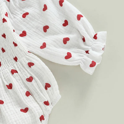 Long Sleeves Hearts Ruffle Romper & Headband Set - Skaldo & Malin