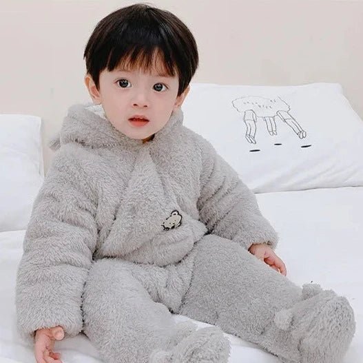 Plush Hooded Teddy Bear Overall Button Down Jumpsuit Baby 0 - 12 Months - Skaldo & Malin