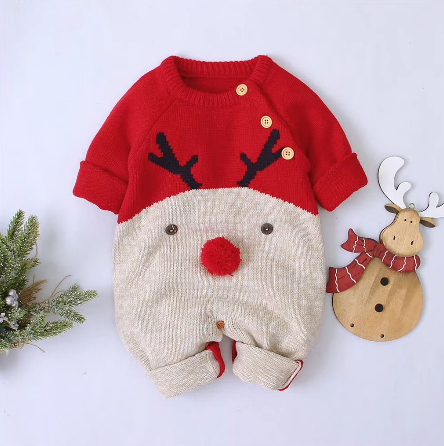 Reindeer Long Sleeve Jumpsuit Baby Toddler 0 - 18 Months - Skaldo & Malin