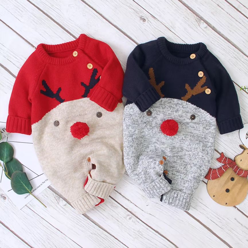 Reindeer Long Sleeve Jumpsuit Baby Toddler 0 - 18 Months - Skaldo & Malin