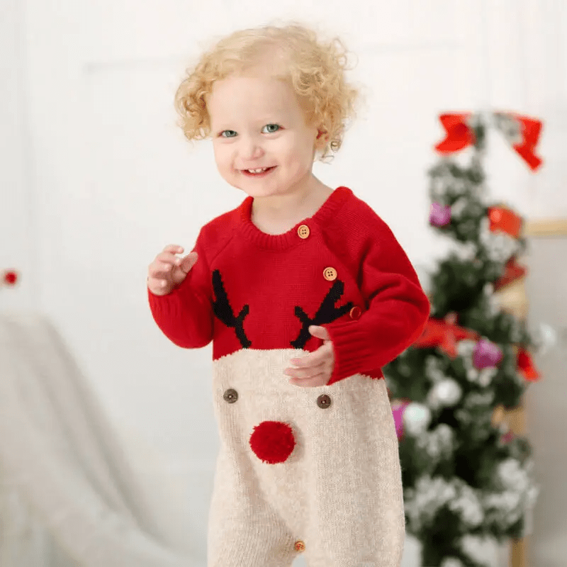 Reindeer Long Sleeve Jumpsuit Baby Toddler 0 - 18 Months - Skaldo & Malin