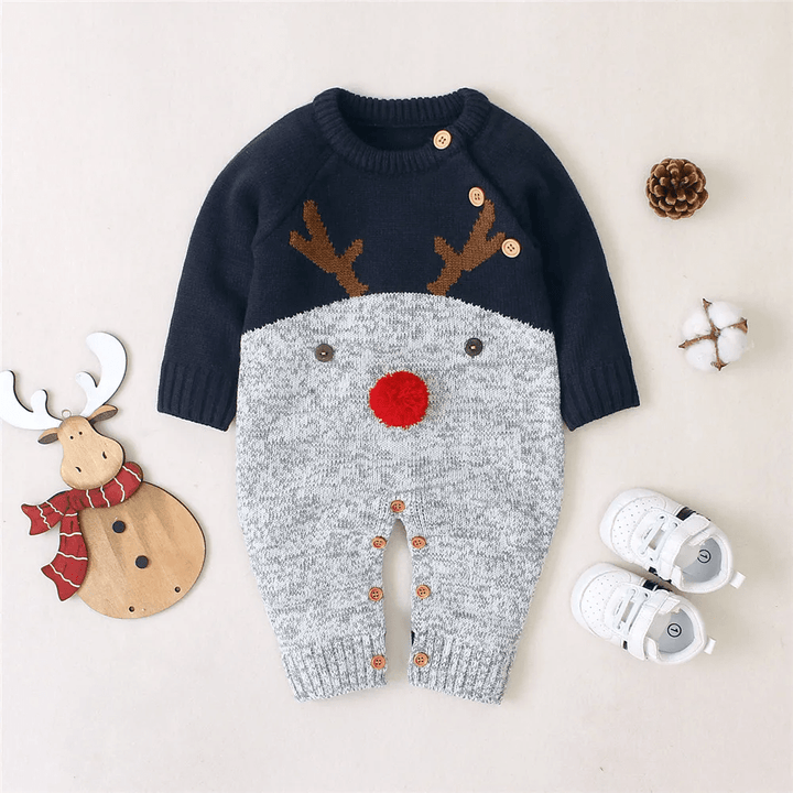 Reindeer Long Sleeve Jumpsuit Baby Toddler 0 - 18 Months - Skaldo & Malin