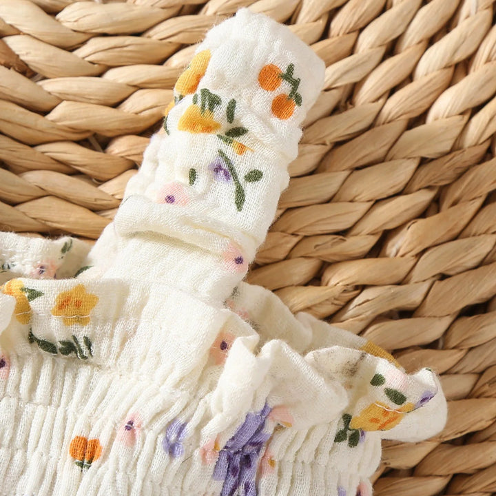 Sleeveless Floral Romper Dress & Hat Set - Skaldo & Malin