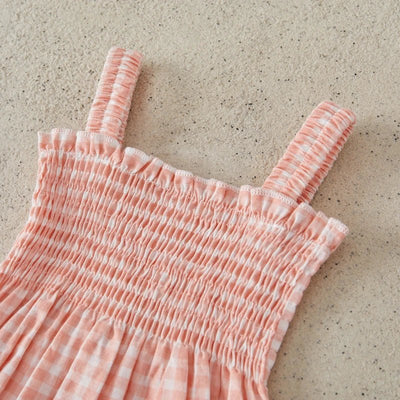 Sleeveless Plaid Romper & Ribbon Set - Skaldo & Malin