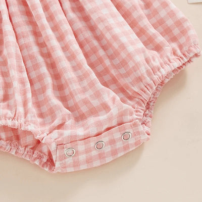 Sleeveless Plaid Romper & Ribbon Set - Skaldo & Malin