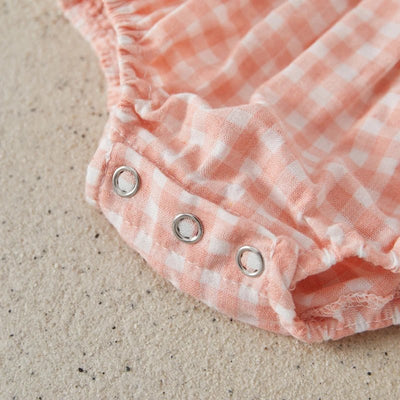 Sleeveless Plaid Romper & Ribbon Set - Skaldo & Malin