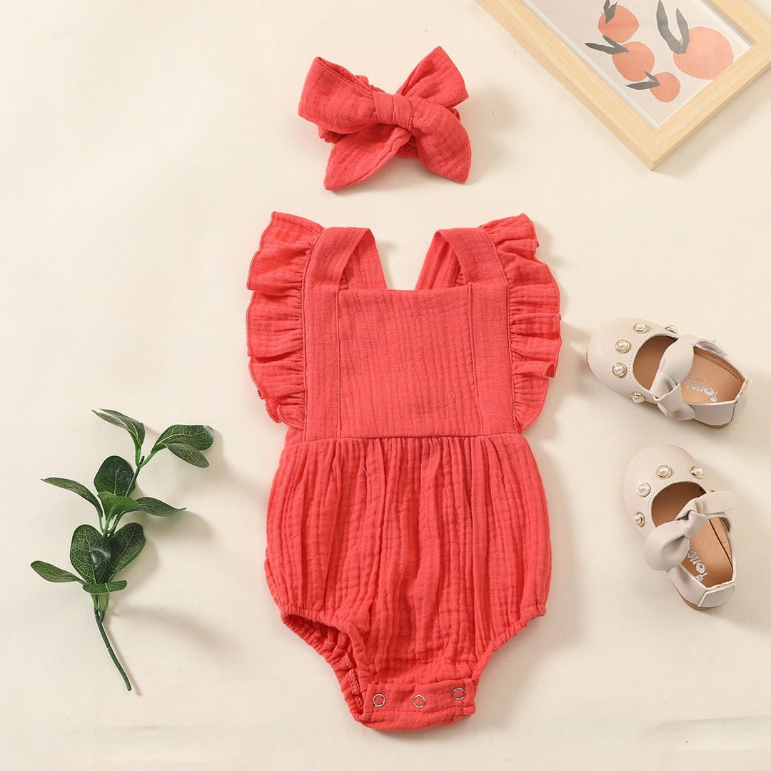 Amarah Baby Ruffles Summer Romper with Headband - Skaldo & Malin