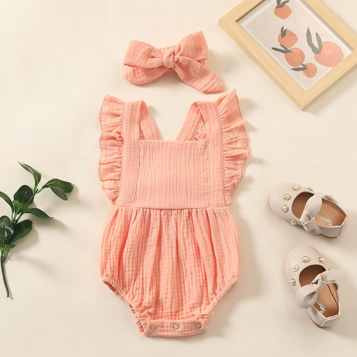 Amarah Baby Ruffles Summer Romper with Headband - Skaldo & Malin