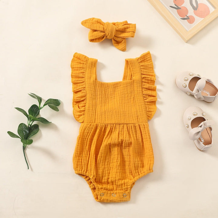 Amarah Baby Ruffles Summer Romper with Headband - Skaldo & Malin
