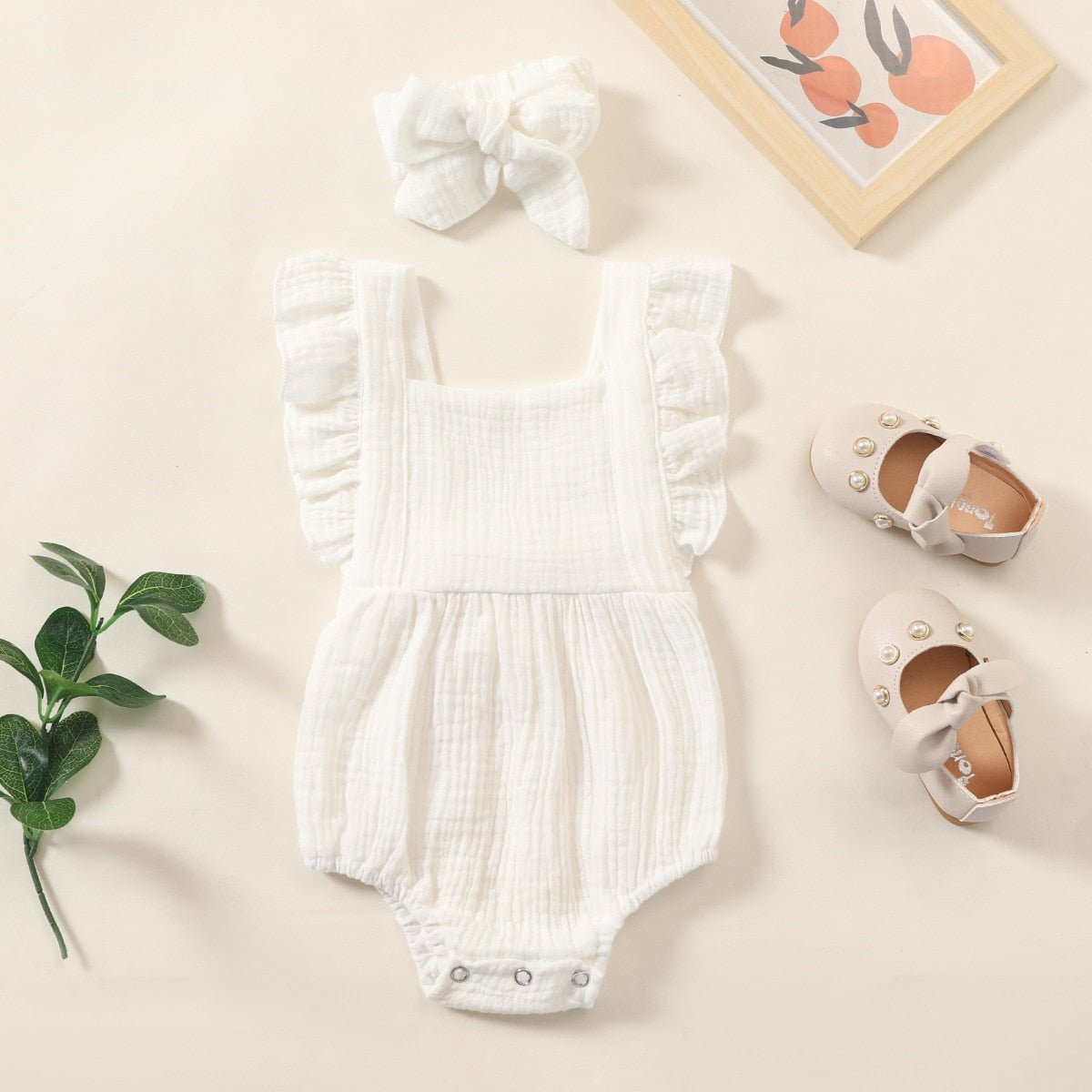 Amarah Baby Ruffles Summer Romper with Headband - Skaldo & Malin