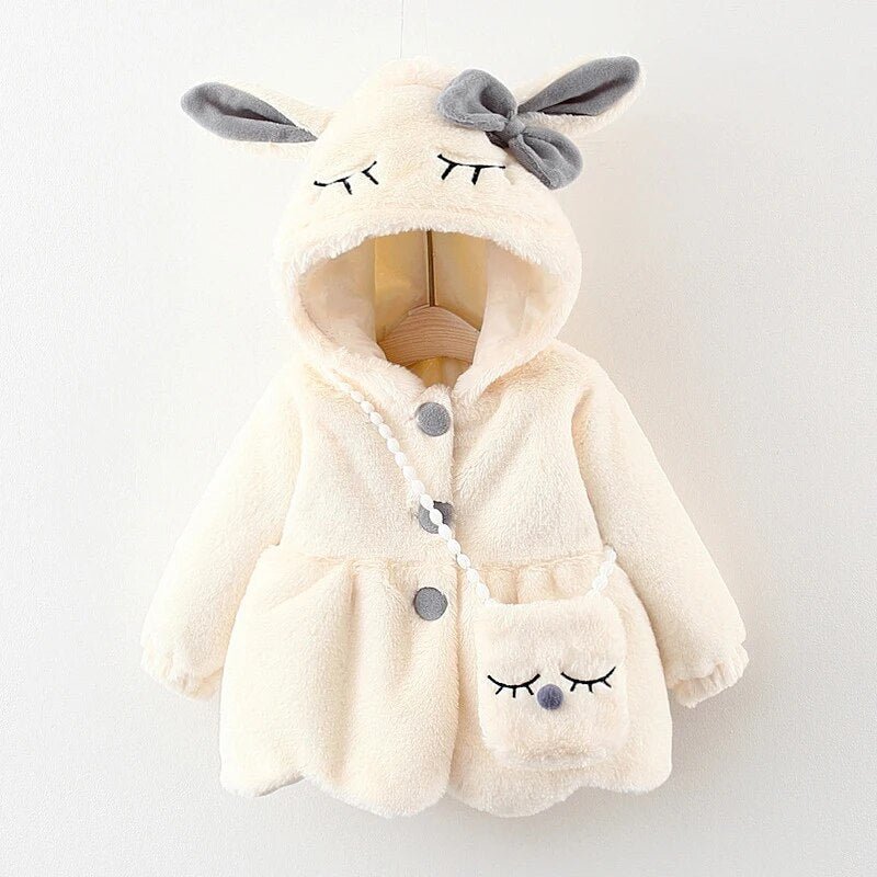 Bunny Ears and Bow Plush Hooded Jacket Toddler Kid 0-3 Years - Skaldo & Malin