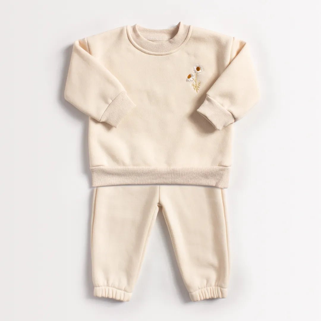 Daisy Embroidery Pullover and Pants Set Baby Toddler Kid 3 Months - 6 Years Old - Skaldo & Malin