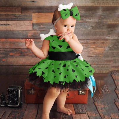Flintstones Dress & Headband Set Halloween Christmas Baby Toddler Kid 6-48 Months - Skaldo & Malin