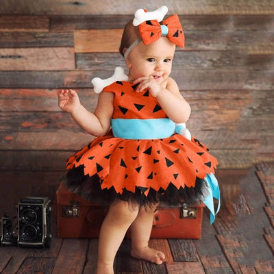 Flintstones Dress & Headband Set Halloween Christmas Baby Toddler Kid 6-48 Months - Skaldo & Malin