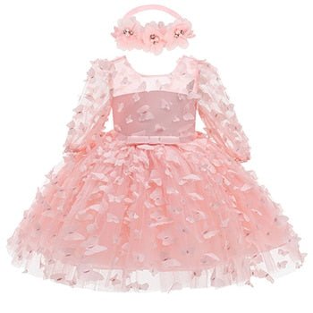 knee length dresses for ladies Flower Mesh Dress & Headband Set Halloween Christmas Baby Toddler 0-36 Months Pink / 12-18 Months