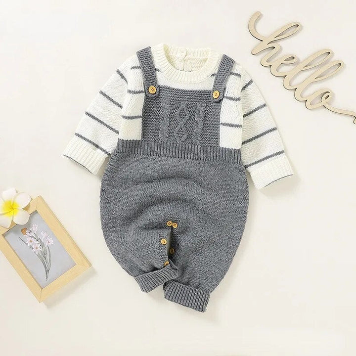 Knitted Stripped Long Sleeve With Jumpsuit Outfit Baby Toddler 3-18 Months - Skaldo & Malin