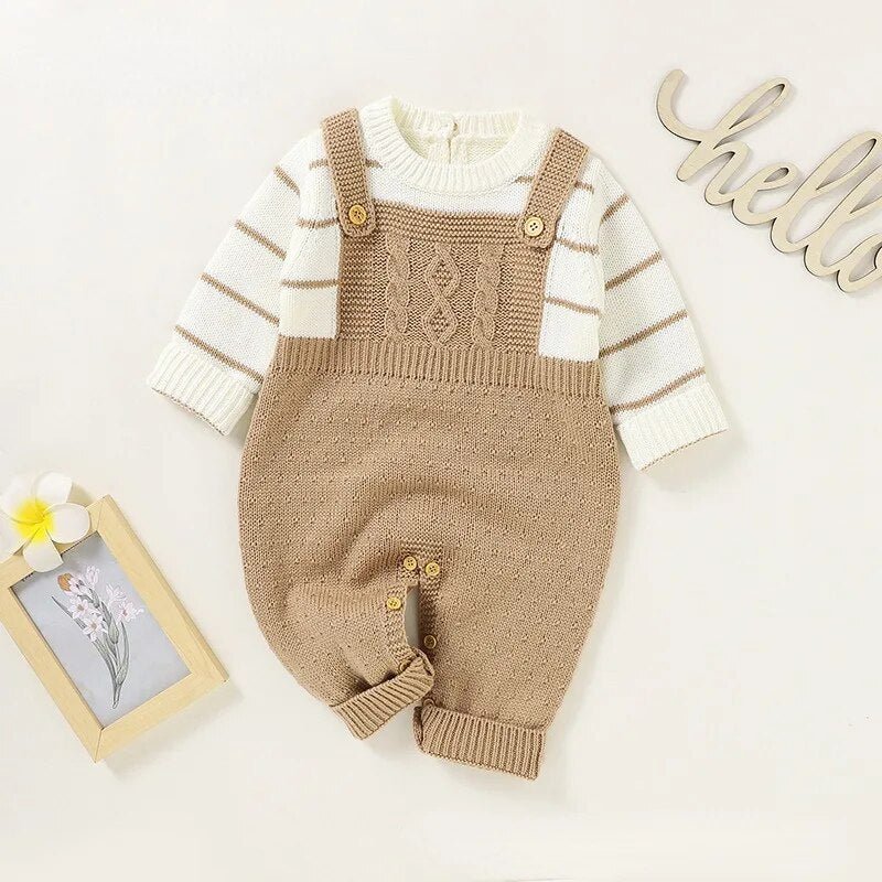 Knitted Stripped Long Sleeve With Jumpsuit Outfit Baby Toddler 3-18 Months - Skaldo & Malin