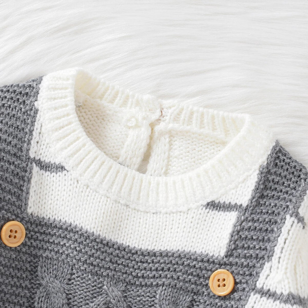 Knitted Stripped Long Sleeve With Jumpsuit Outfit Baby Toddler 3-18 Months - Skaldo & Malin