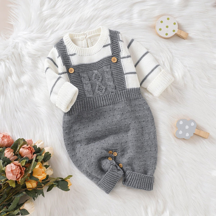 Knitted Stripped Long Sleeve With Jumpsuit Outfit Baby Toddler 3-18 Months - Skaldo & Malin