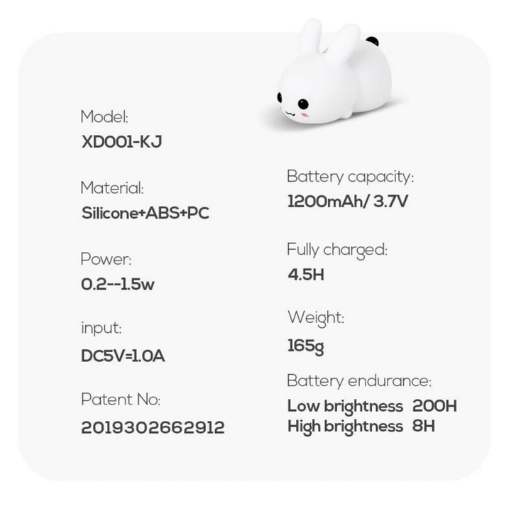 Milo Touch Bunny Night Light for Children - Skaldo & Malin