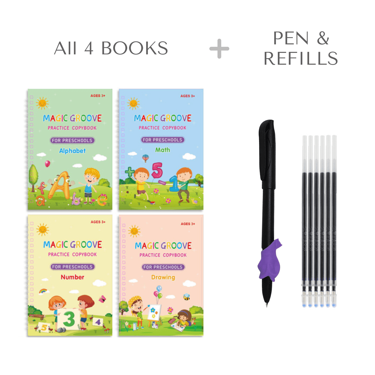Practice Copybook for Kids, Reusable Handwriting Practice, grooved  Handwriting Book Practice, Magic Ink Coloring, Tracing Letters, Magic  copybook