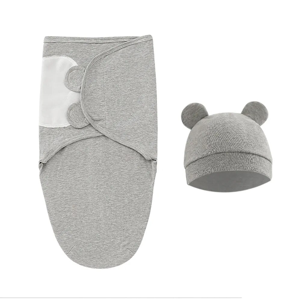 Newborn Adjustable Baby Swaddle Blanket With Hat Set Baby 0 - 3 Months - Skaldo & Malin