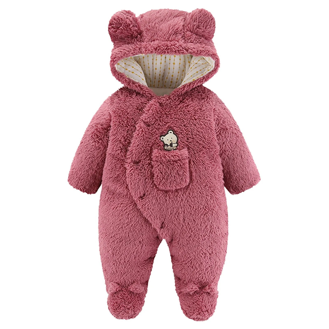 Plush Hooded Teddy Bear Overall Button Down Jumpsuit Baby 0-12 Months - Skaldo & Malin