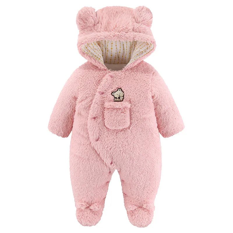 Plush Hooded Teddy Bear Overall Button Down Jumpsuit Baby 0-12 Months - Skaldo & Malin