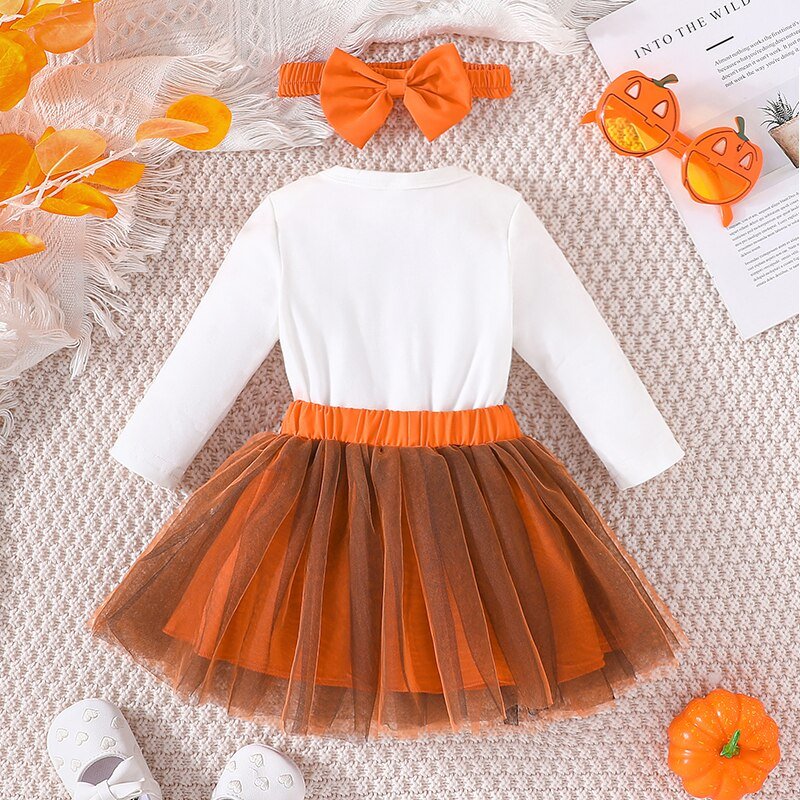 Pumpkin Long Sleeve, Skirt & Headband Set Halloween Baby Toddler 3-18 Months - Skaldo & Malin