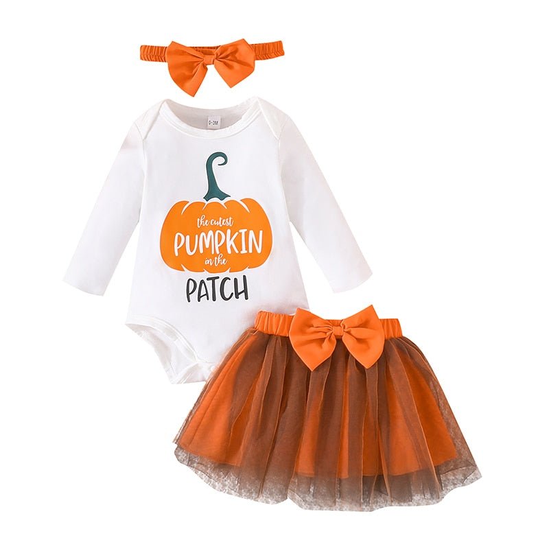 Pumpkin Long Sleeve, Skirt & Headband Set Halloween Baby Toddler 3-18 Months - Skaldo & Malin