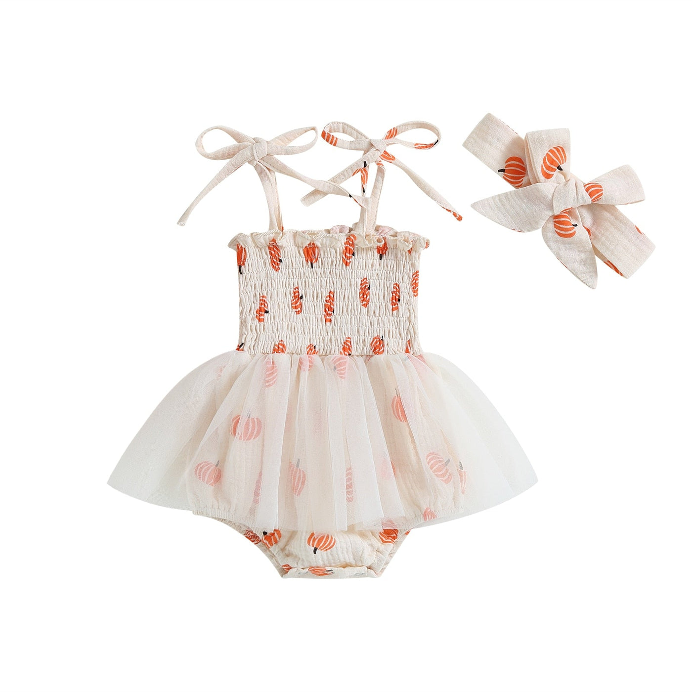 Pumpkin Romper Dress & Headband Set Halloween Baby Toddler 3-18 Months - Skaldo & Malin
