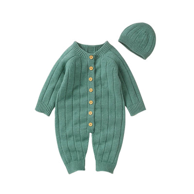 Warm Knitted Button down Onesie & Hat Baby Toddler 0-18 months - Skaldo & Malin