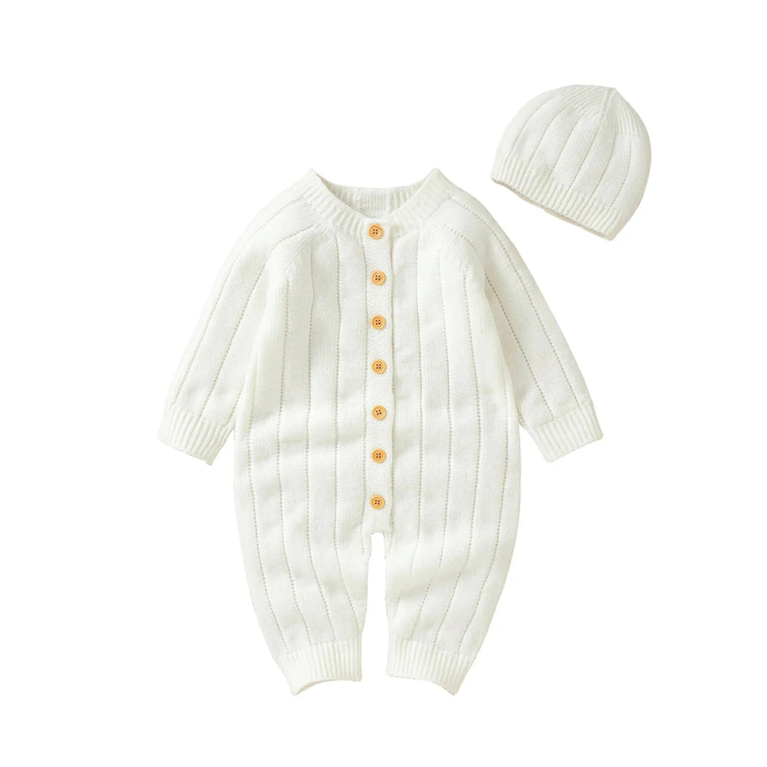 Warm Knitted Button down Onesie & Hat Baby Toddler 0-18 months - Skaldo & Malin