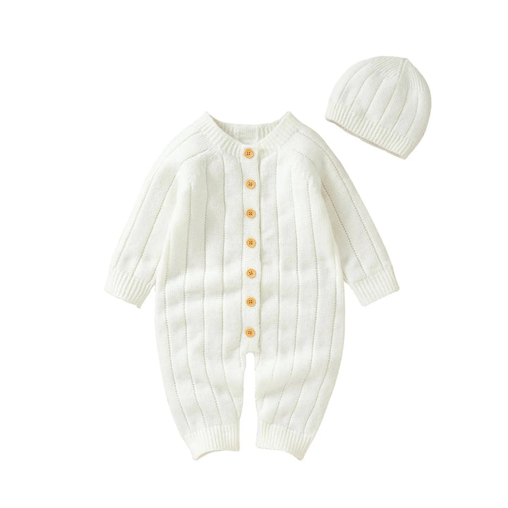 Warm Knitted Button down Onesie & Hat Baby Toddler 0-18 months - Skaldo & Malin