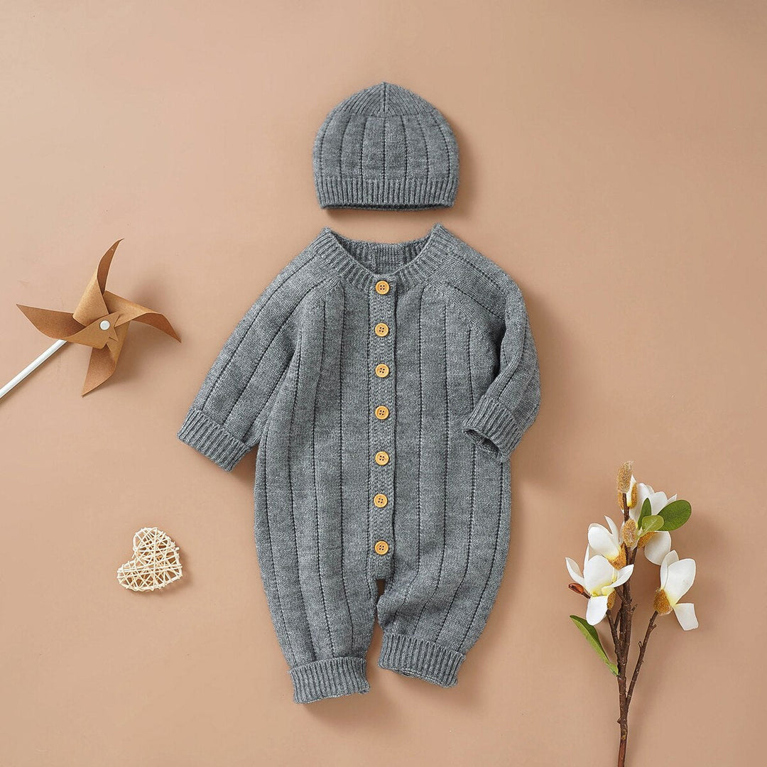 Warm Knitted Button down Onesie & Hat Baby Toddler 0-18 months - Skaldo & Malin