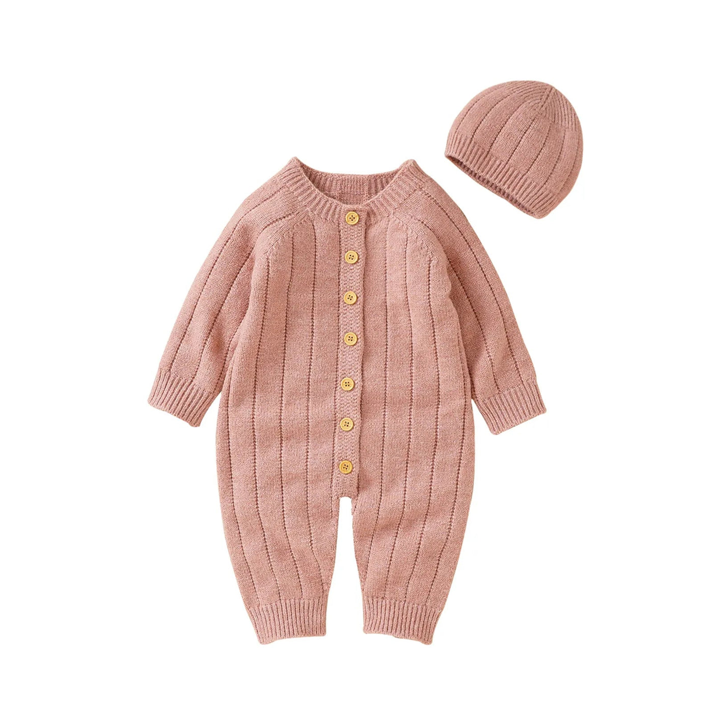 Warm Knitted Button down Onesie & Hat Baby Toddler 0-18 months - Skaldo & Malin