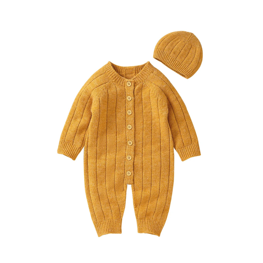 Warm Knitted Button down Onesie & Hat Baby Toddler 0-18 months - Skaldo & Malin