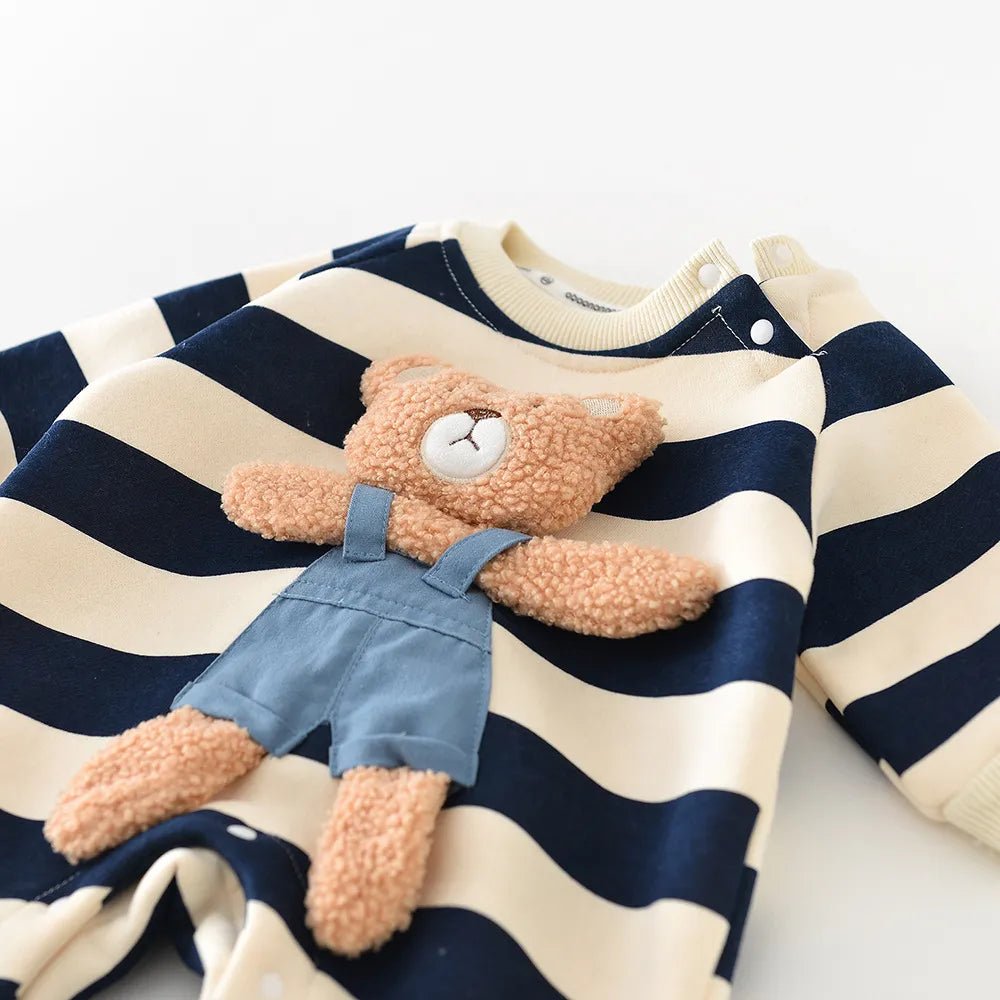 Warm Stripped Bear Jumpsuit Baby Toddler 3 - 24 Months - Skaldo & Malin