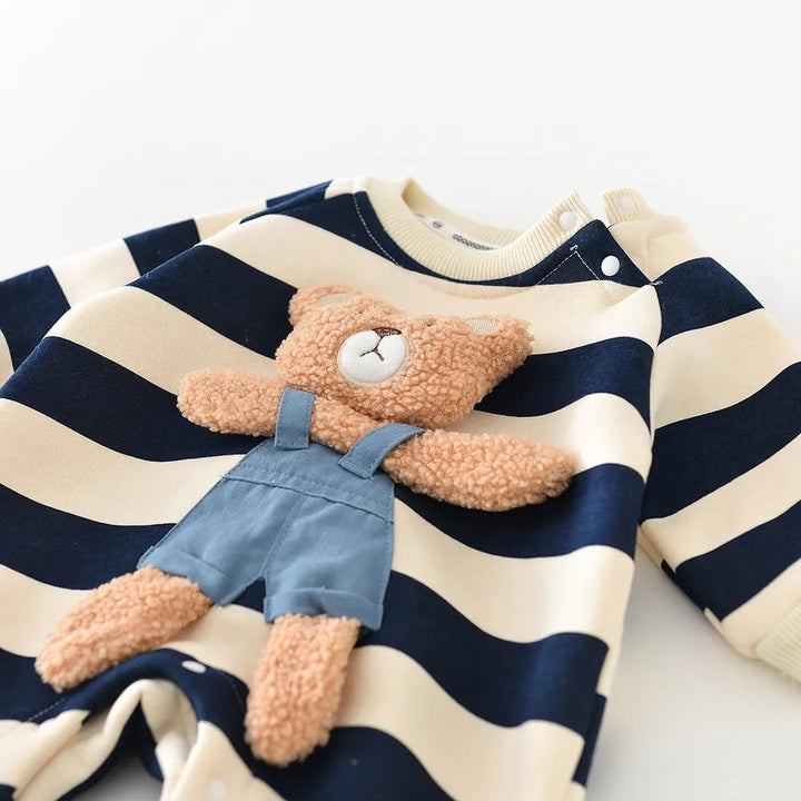 Warm Stripped Bear Jumpsuit Baby Toddler 3 - 24 Months - Skaldo & Malin