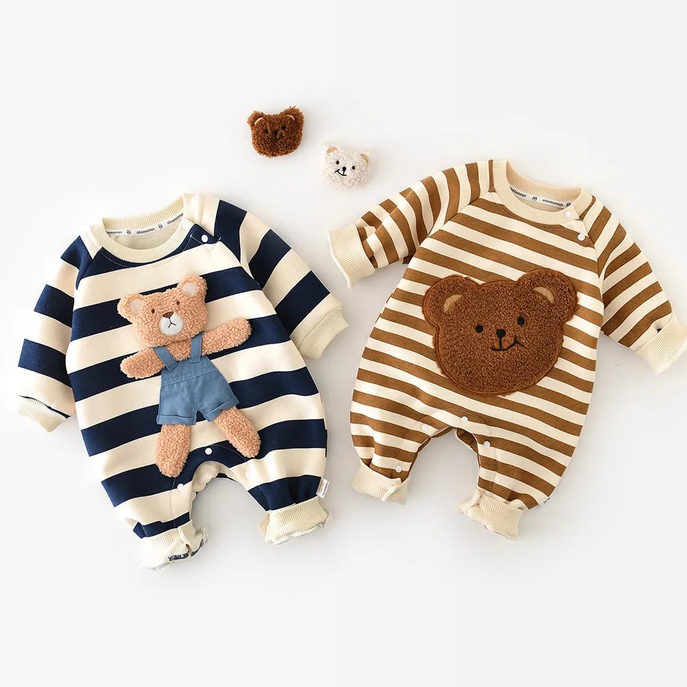 Warm Stripped Bear Jumpsuit Baby Toddler 3 - 24 Months - Skaldo & Malin