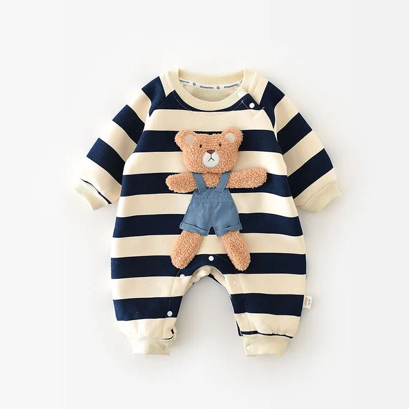 Warm Stripped Bear Jumpsuit Baby Toddler 3 - 24 Months - Skaldo & Malin