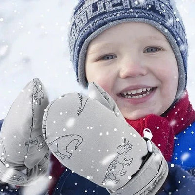Winter Dinosaur Fleece Lining Mitten Snow Gloves Kids Toddler 0-2 Years Old - Skaldo & Malin
